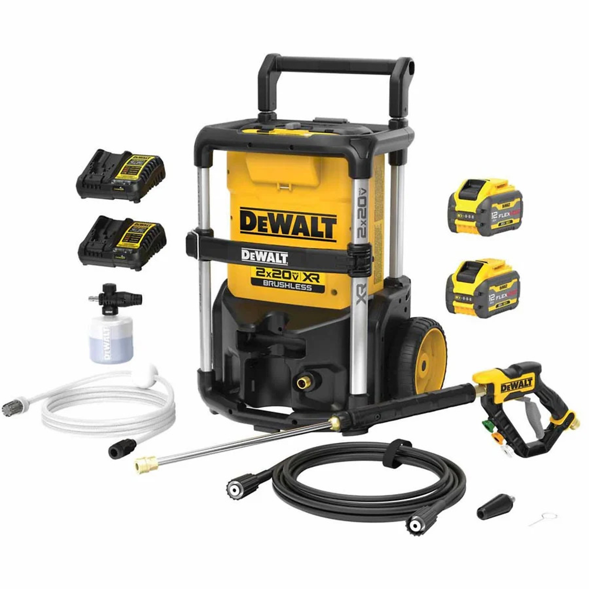 DeWalt 2x20V Pressure Washer Kit — 1600 PSI, Brushless Motor, Boost Mode, Integrated Foam Cannon, Model# DWTDCPW1600Y2